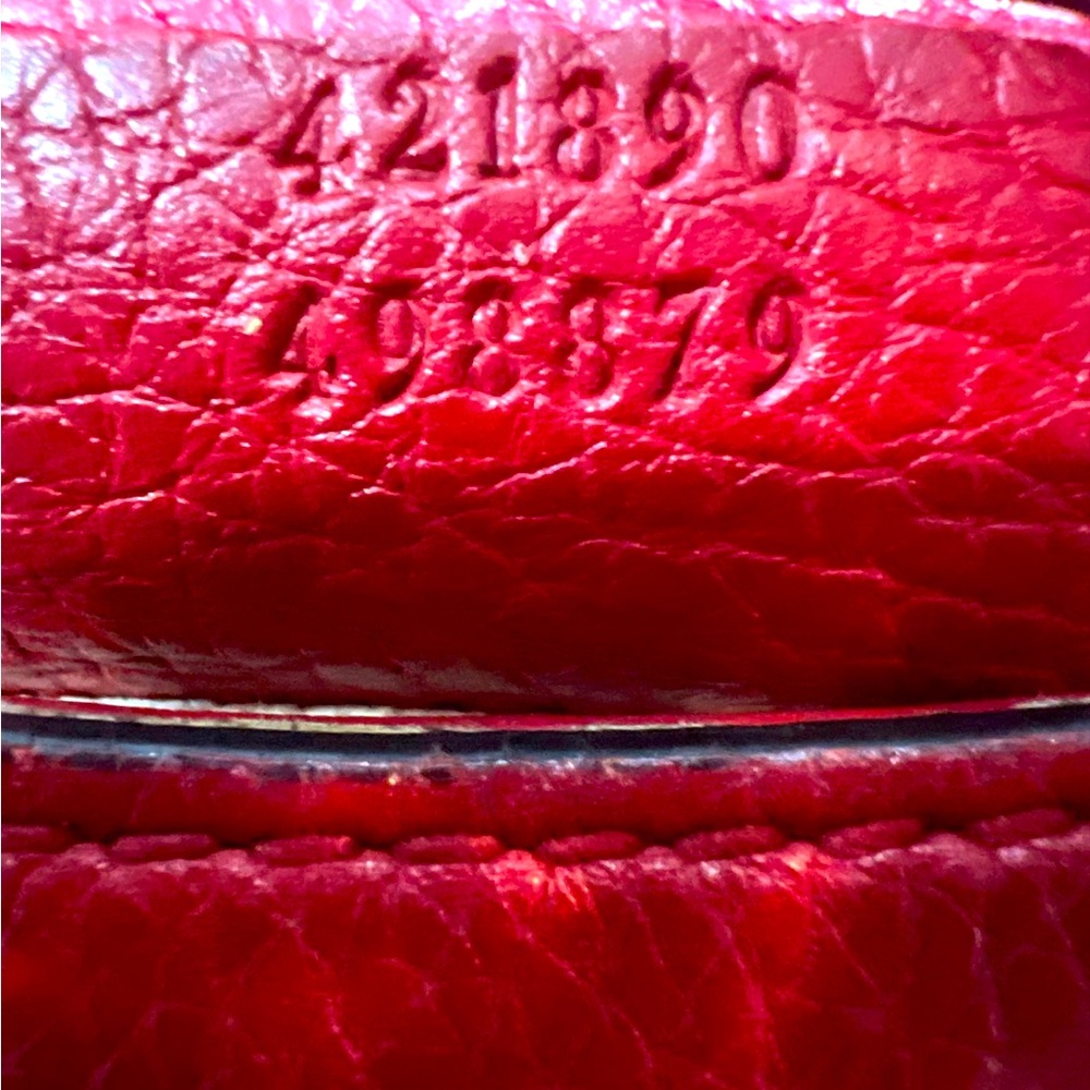 Gucci Calfskin Small GG Marmont Top Handle Bag in Vulcanic Red - Picture 13 of 16